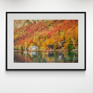 Framed Vermont Fall Photo, Vermont, Autumn Landscape, New England, Lake Willoughby