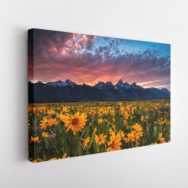Grand Teton Canvas Wrap, Grand Teton Photography, National Park Photography, Teton Wildflowers, National Park Art Prints, Teton Canvas
