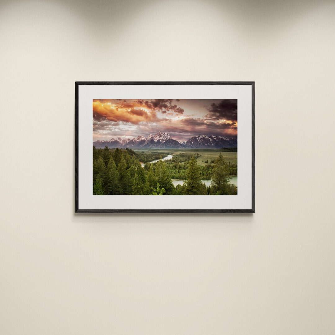 Framed Grand Teton Photo, Teton Mountain Photo in Frame, Snake River ...