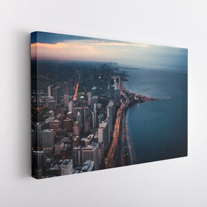 Chicago Downtown Canvas Wrap, Chicago Skyline Wall Art, Urban Home Decor, Chicago Skyline Print on Canvas, Modern Cityscape Home Decor