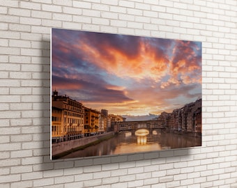 Florence Ponte Vecchio Metal Print, Vibrant Florence Italy Print, Breathtaking Florence Scenery, Metallic Print of Ponte Vecchio
