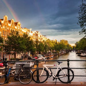 Amsterdam Canal Photo, Amsterdam Photography Print, Amsterdam Netherlands, Rainbow over Amsterdam