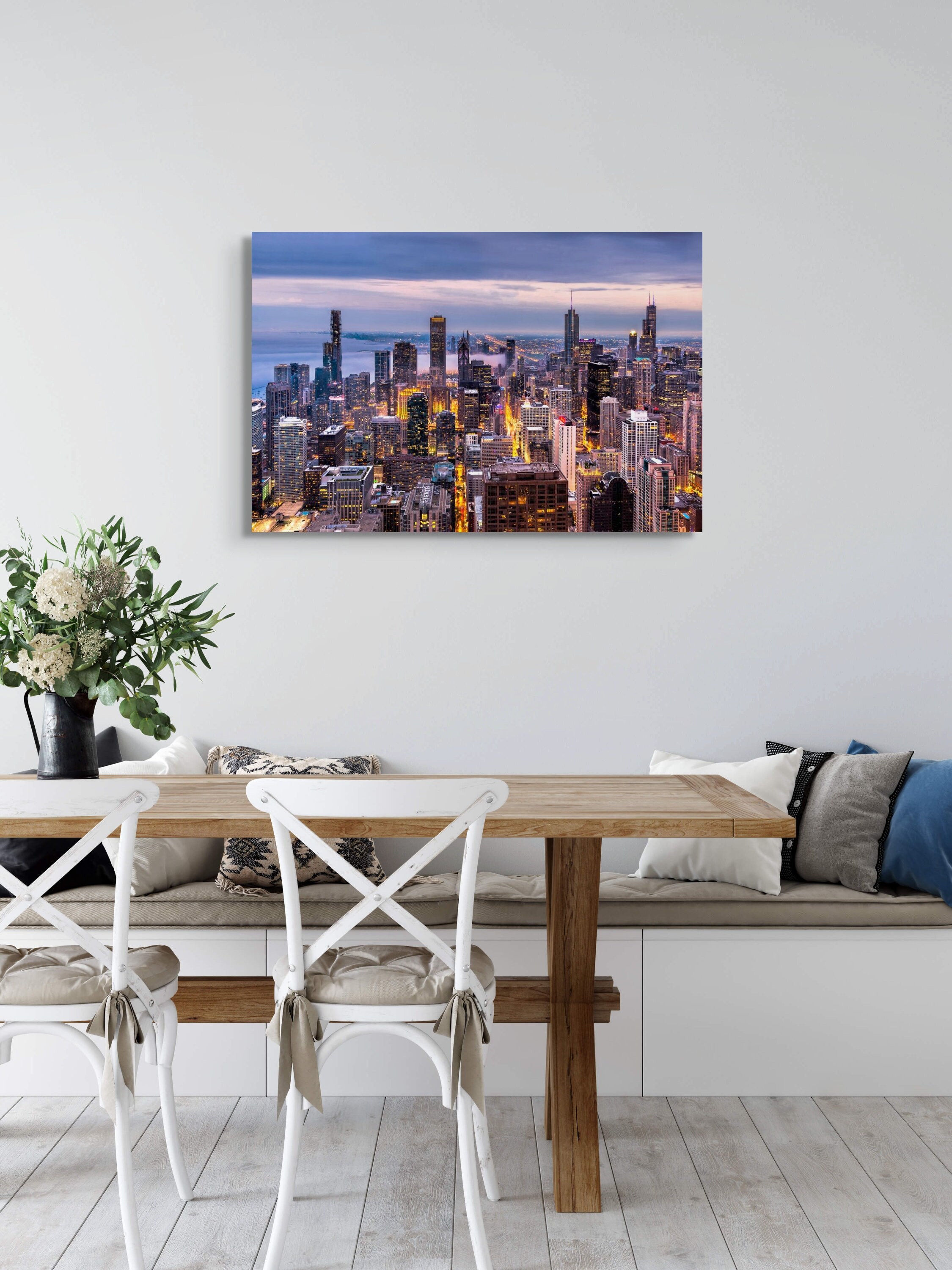 Chicago Skyline Canvas Wrap, Chicago Skyline Wall Art, Urban Home Decor