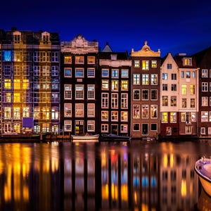 Amsterdam Canal Photo, Amsterdam Reflections Photography Print, Amsterdam Netherlands, Amsterdam Twilight