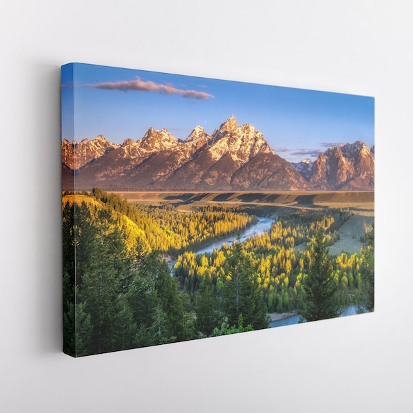 Grand Tetons Canvas Wrap, Majestic Mountain Landscape Art, Tetons Wall Art Canvas Wrap, Breathtaking Nature Scene, Wyoming, National Park