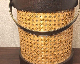 VTG MCM Eiskübel 11 "x 8" Vinyl Kunstleder Kraftware Style 60-70s Barware Drink
