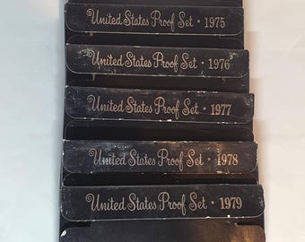 1970s US Mint Coin Proof Set: 1974-1979, Hard Plastic Holder