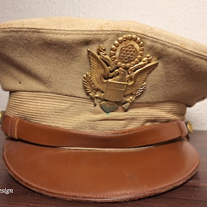 WW2 Era Military Army Officer Hat.  inside printed  USAAF
