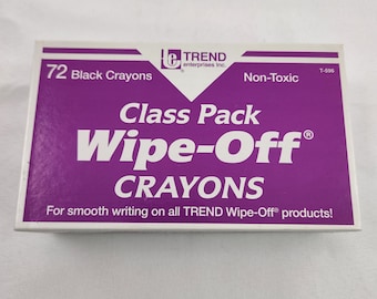 72 Black Wipe-Off Crayons T-596 Trend 1991 Vintage Class Pack Transparency