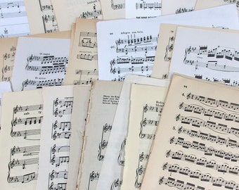 10 All Different Large Old Sheet Music Vintage Hymn Piano Book Antique Craft Paper Ephemera Christian Scrapbook Organ Supplies Guitar Notes