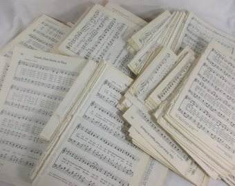 Old Sheet Music 50 Pgs 6x9 in. Vintage Hymn Piano Notes Antiqued Craft Paper Ephemera Christian Scrapbook Hymnal Wedding Supplies LDS Mormon