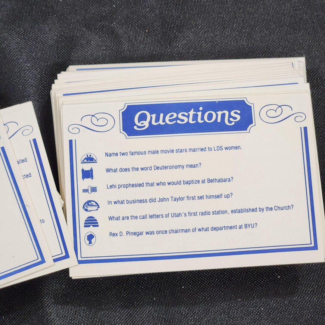 100 LDS Trivia Game Cards, Vintage Celestial Pursuit Mormon Latter