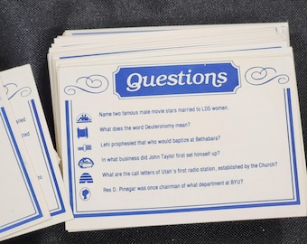 100 LDS Trivia Game Cards, Vintage Celestial Pursuit Mormon Latter-day Saints Board Game Christian Trivial
