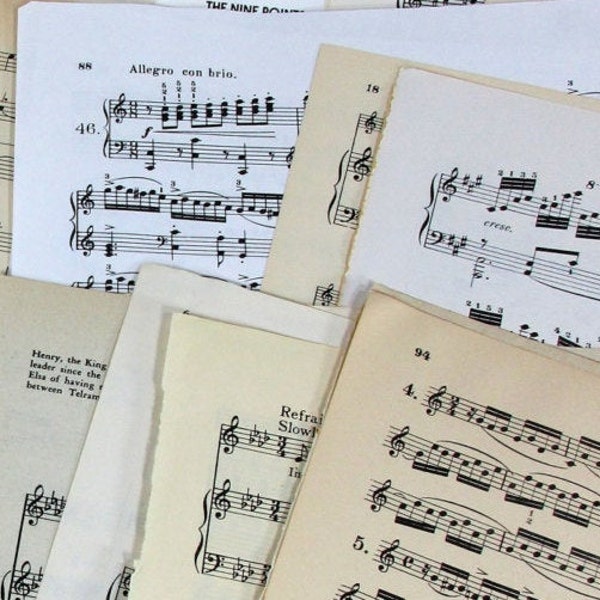 10 All Different Large Old Sheet Music Vintage Hymn Piano Book Antique Craft Paper Ephemera Christian Scrapbook Organ Supplies Guitar Notes