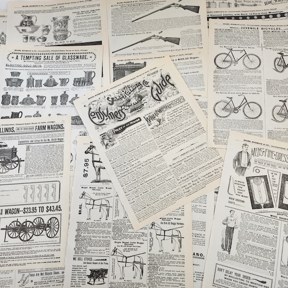 35 Sheets 1897 Sears Roebuck Catalogue Pages Book Craft Paper