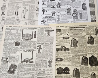 35 Sheets 1897 Sears Roebuck Catalogue Pages Book Craft Paper