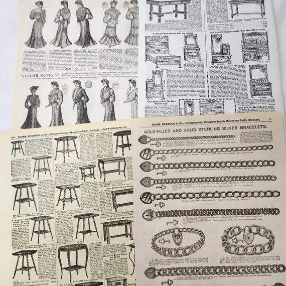 35 Sheets 1897 Sears Roebuck Catalogue Pages Book Craft Paper