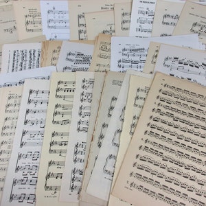 LARGE Old Sheet Music 50 Pages, Vintage Hymn Piano Book Antique Craft Paper Ephemera Christian Scrapbook Organ Supplies Guitar Notes image 1