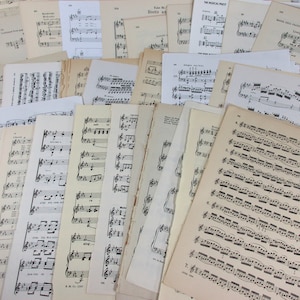 LARGE Old Sheet Music 50+ Pages, Vintage Hymn Piano Book Antique Craft Paper Ephemera Christian Scrapbook Organ Supplies Guitar Notes