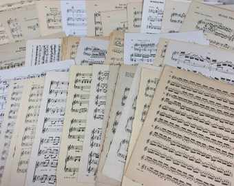 LARGE Old Sheet Music 50+ Pages, Vintage Hymn Piano Book Antique Craft Paper Ephemera Christian Scrapbook Organ Supplies Guitar Notes