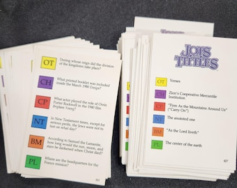 100 Mormon Trivia Game Cards, Vintage Trivial Pursuit Jots And Tittles LDS Latter-day Saints Board Game Christian