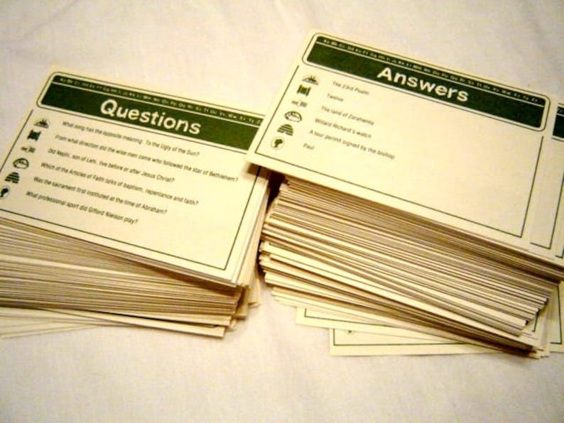 100 LDS Kids Trivia Game Cards Vintage Celestial Pursuit Etsy