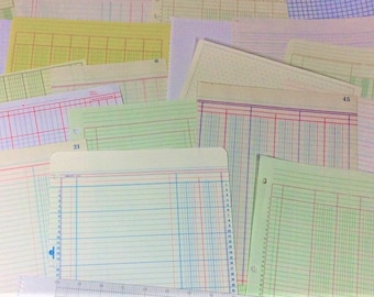 30 Old Ledger Graph Paper Sheets Pages Vintage Book Scrapbook Junk Journal Cash Record Scrap Writing Idea Math Engineer Brain Storm Inspire