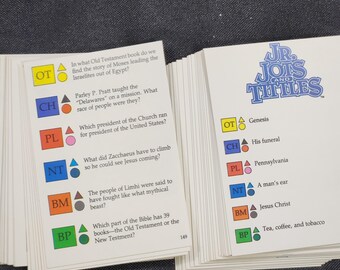 100 Junior Mormon Trivia Game Cards, Vintage Trivial Pursuit Jots And Tittles LDS Latter-day Saints Board Game Christian Child Kids