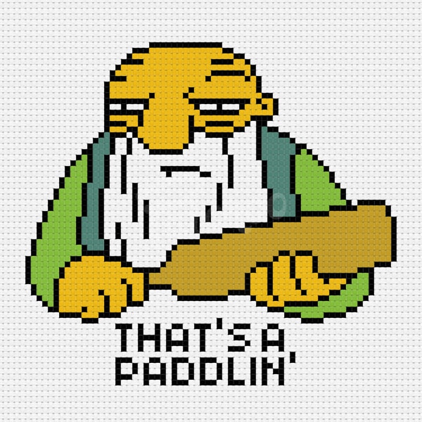 That's A Paddlin', The Simpsons - Cross Stitch Pattern (PDF) - INSTANT DOWNLOAD