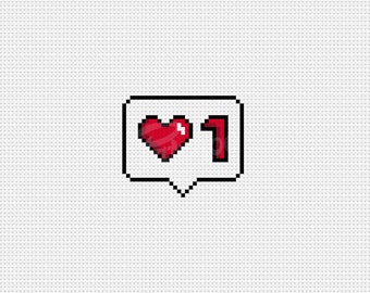 Likes, Social Media, Heart - Cross Stitch Pattern (PDF) - INSTANT DOWNLOAD