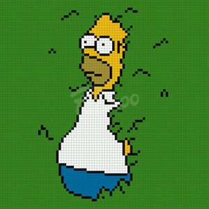 Homer Backs Into Hedge, The Simpsons - Cross Stitch Pattern (PDF) - INSTANT DOWNLOAD