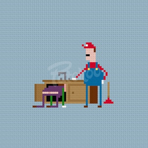 Plumbers Crack, Super Mario Brothers - Cross Stitch Pattern (PDF) - INSTANT DOWNLOAD