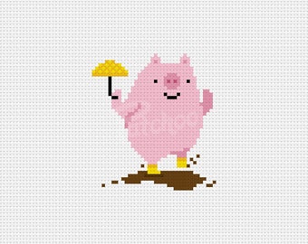 Happy As A Pig In Mud - Cross Stitch Pattern (PDF) - INSTANT DOWNLOAD