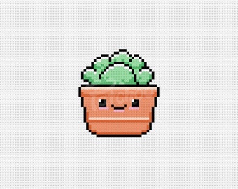 Kawaii Succulent 01 - Cross Stitch Pattern (PDF) - INSTANT DOWNLOAD