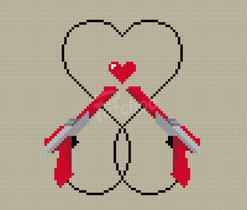 Video Game Love Cross Stitch Pattern PDF INSTANT DOWNLOAD image 2