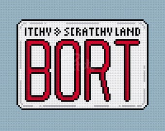 BORT ナンバープレート、ザ・シンプソンズ - クロスステッチパターン (pdf) - 即時ダウンロード