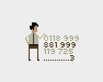 緊急電話番号ジングル。IT クラウド - クロスステッチ パターン (pdf) - 即時ダウンロード