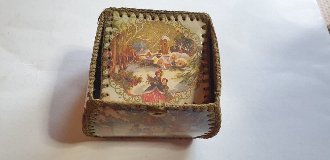 Handmade Christmas Card Box Storage, Baubles, Decorative, Collectible