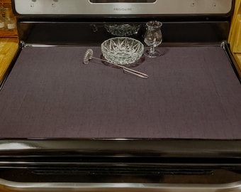 Stove top cover, glass top cover, stove top protector, Stove top pad, Ceramic stovetop pad, kitchen decor, Dark Grey slate line twill Design