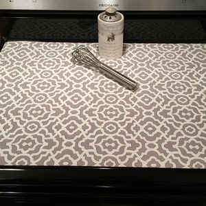 Couvercle de cuisinière, couvercle en verre de cuisinière, protecteur de cuisinière, tampon de cuisinière, tampon de cuisinière en céramique, décoration de cuisine, design imprimé sergé blanc