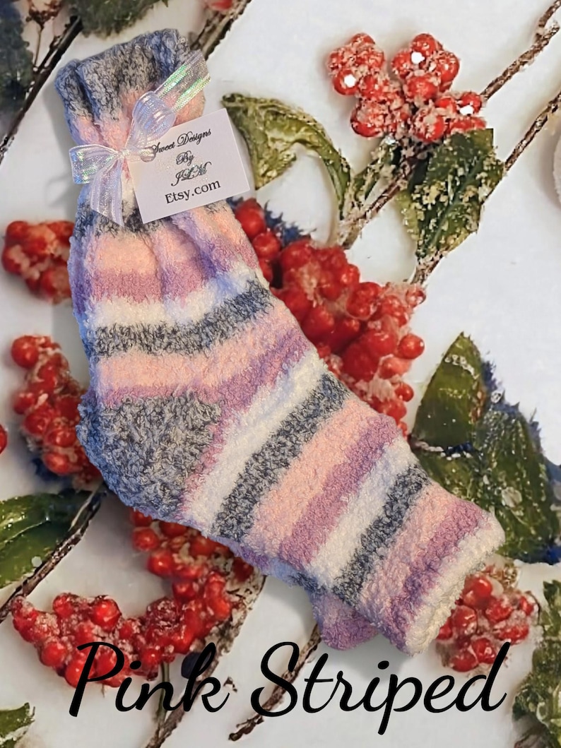 Pedicure socks, pedi sock, flip flop sock, open toe sock, SweetdesignsbyJLM, toeless sock in Pinks and White design. Pink Multi Stripe