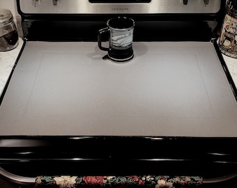 Stove top cover, stove glass top cover, stove top protector, Stove top pad, Ceramic stovetop protector, kitchen decor, Grey Canvas Design