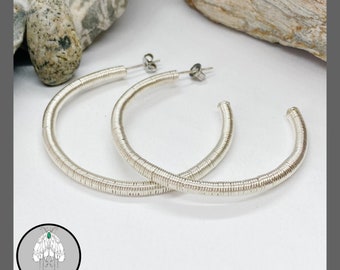 Handmade Sterling Silver Hoop earrings, large hoop earrings.