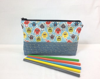 Large Pencil Case- Cosmetic Bag-Zipped Pouch