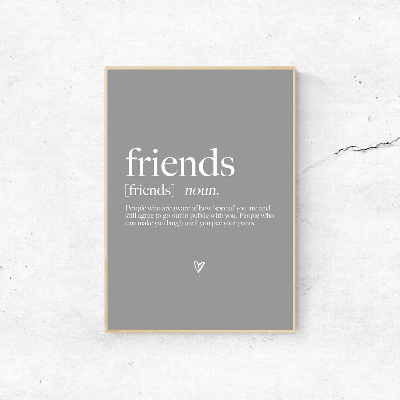 Friends Noun Quote A4 Print Unframed Etsy