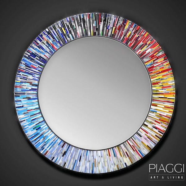 Roulette PIAGGI multicolour glass mosaic round mirror