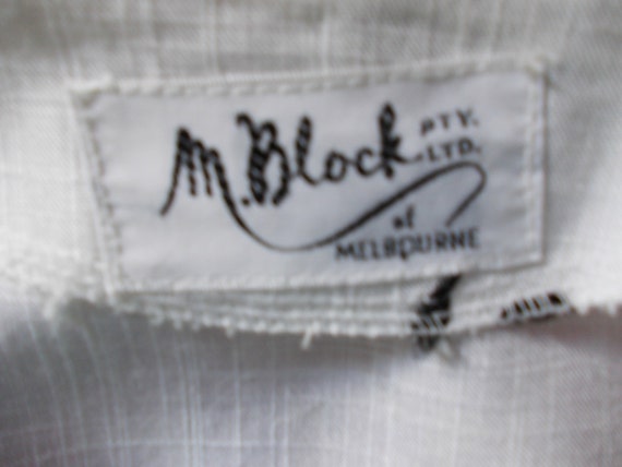 50s-60s vintage M.Block white linen weave suit em… - image 4