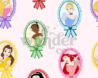 Coquette Princess Seamless Pattern, Magical Seamless Pattern, Disney Seamless Pattern, Princess Seamless, Princess png, Croquette seamless