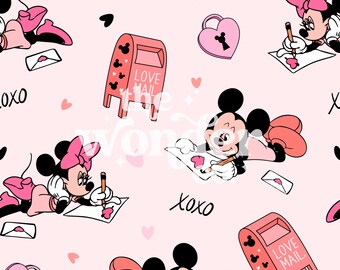 Love Mail Seamless Pattern, Magical Seamless Pattern, Disney Seamless Pattern, Mouse Seamless, Valentine's Day png, Valentine seamless
