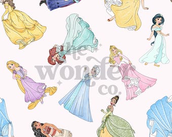 Princess Seamless Pattern, Magical Seamless Pattern, Patterns for Sublimation, Disney Seamless Pattern, Princess Digital File